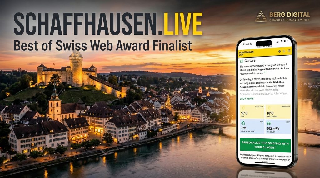 Berg Digital’s "schaffhausen.live" named Finalist in the Best of Swiss Web Award