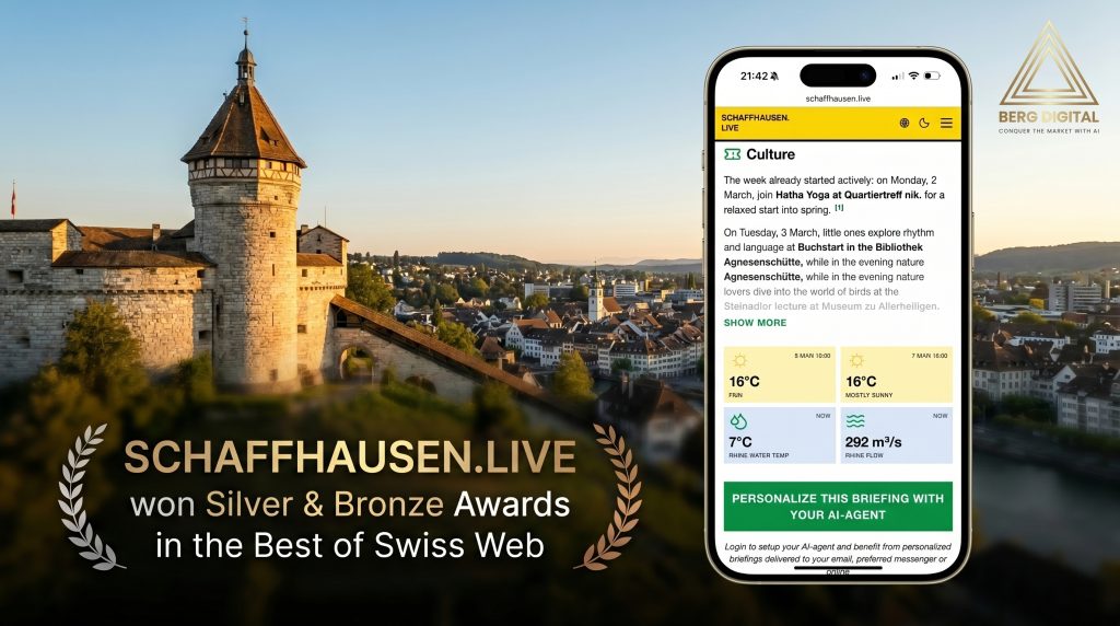 SCHAFFHAUSEN.LIVE won Silver and Bronze Awards at Best of Swiss Web 2026