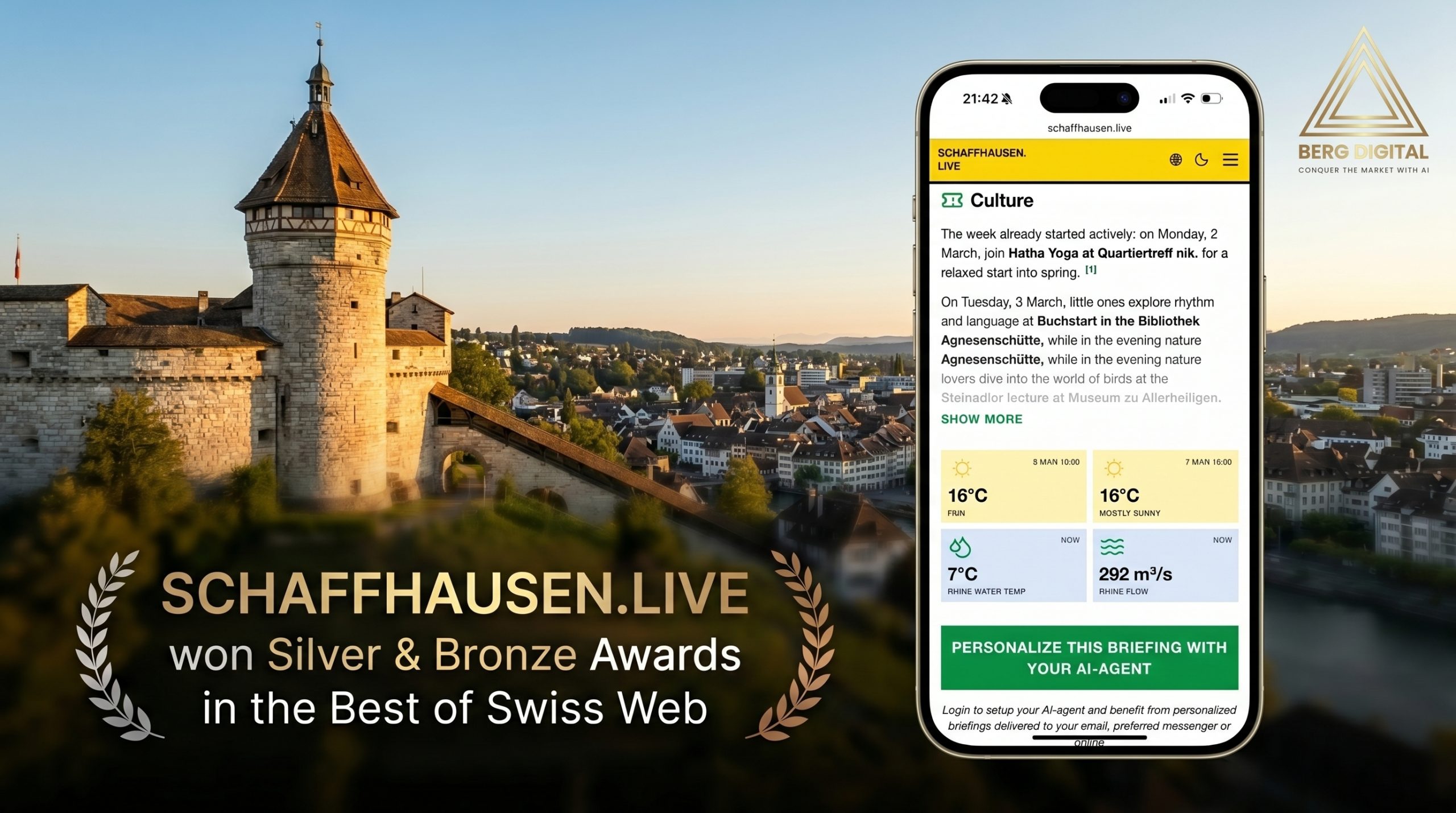 SCHAFFHAUSEN.LIVE won Silver and Bronze Awards at Best of Swiss Web 2026