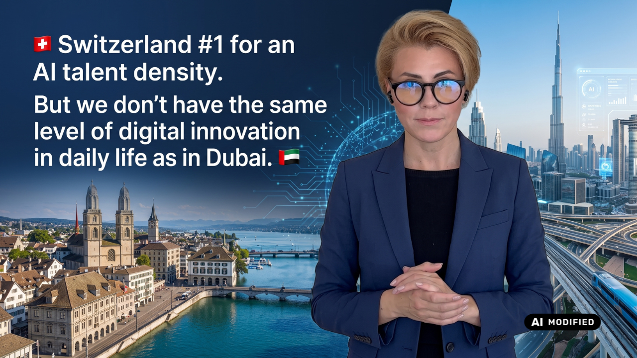 Switzerland #1 for an AI talent density. But we don’t have the same digital innovation level in daily life as in Dubai